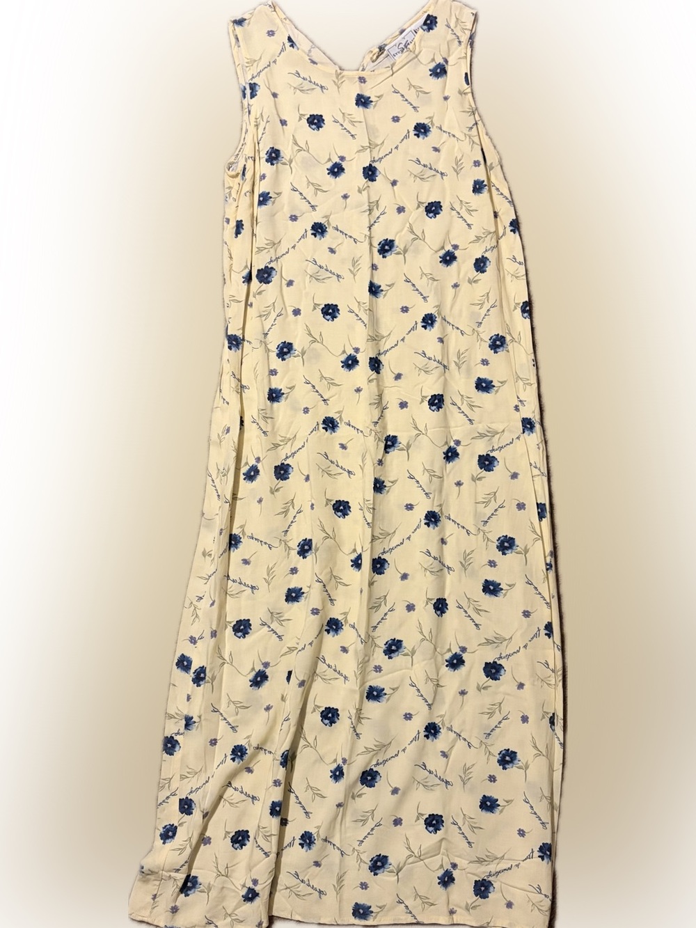 VINTAGE 90s Studio Ease Yellow Blue Floral Dress